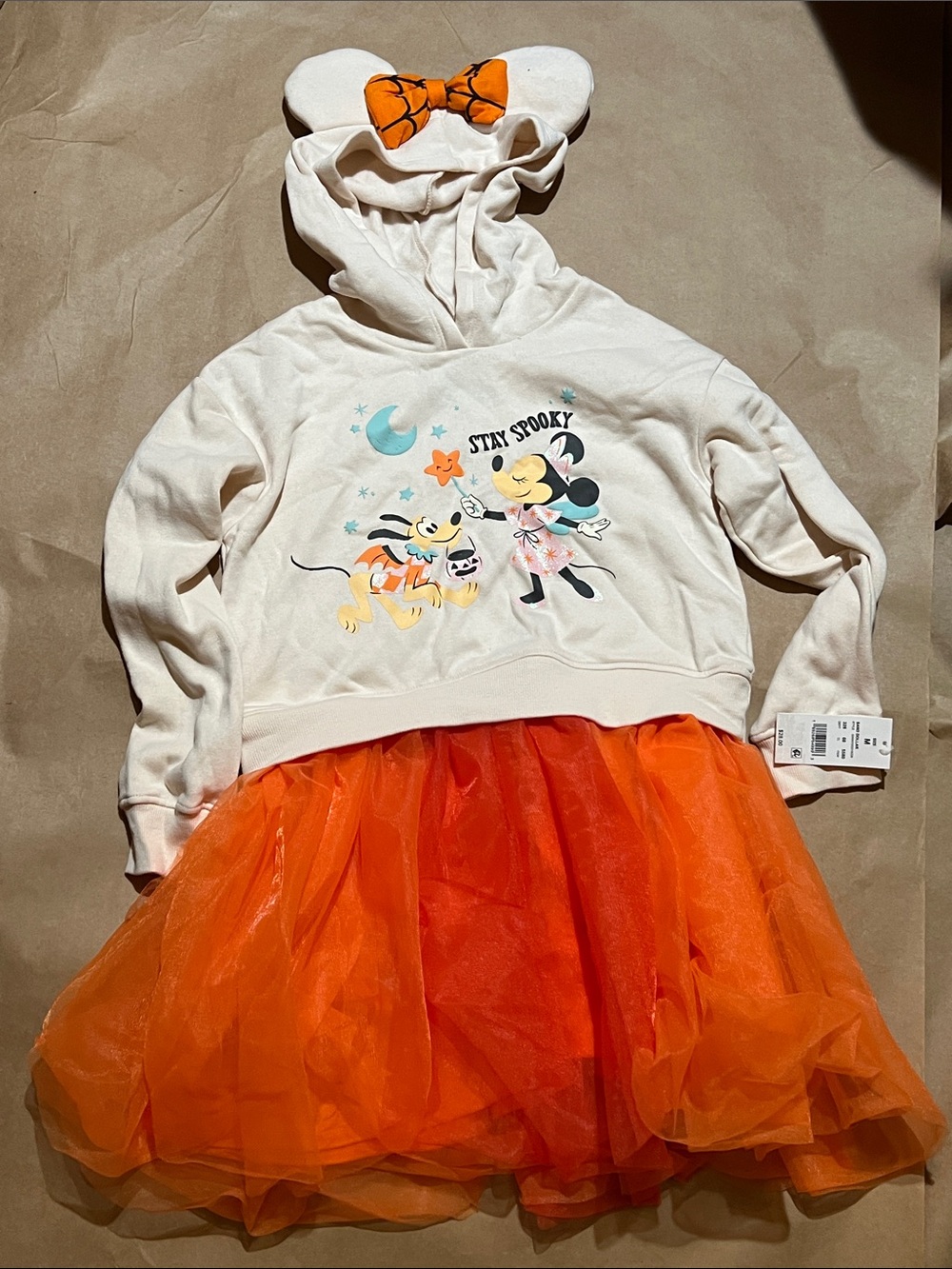 Girls Disney White & Orange 'Stay Spooky' Character Hooded Dress Costume Dress